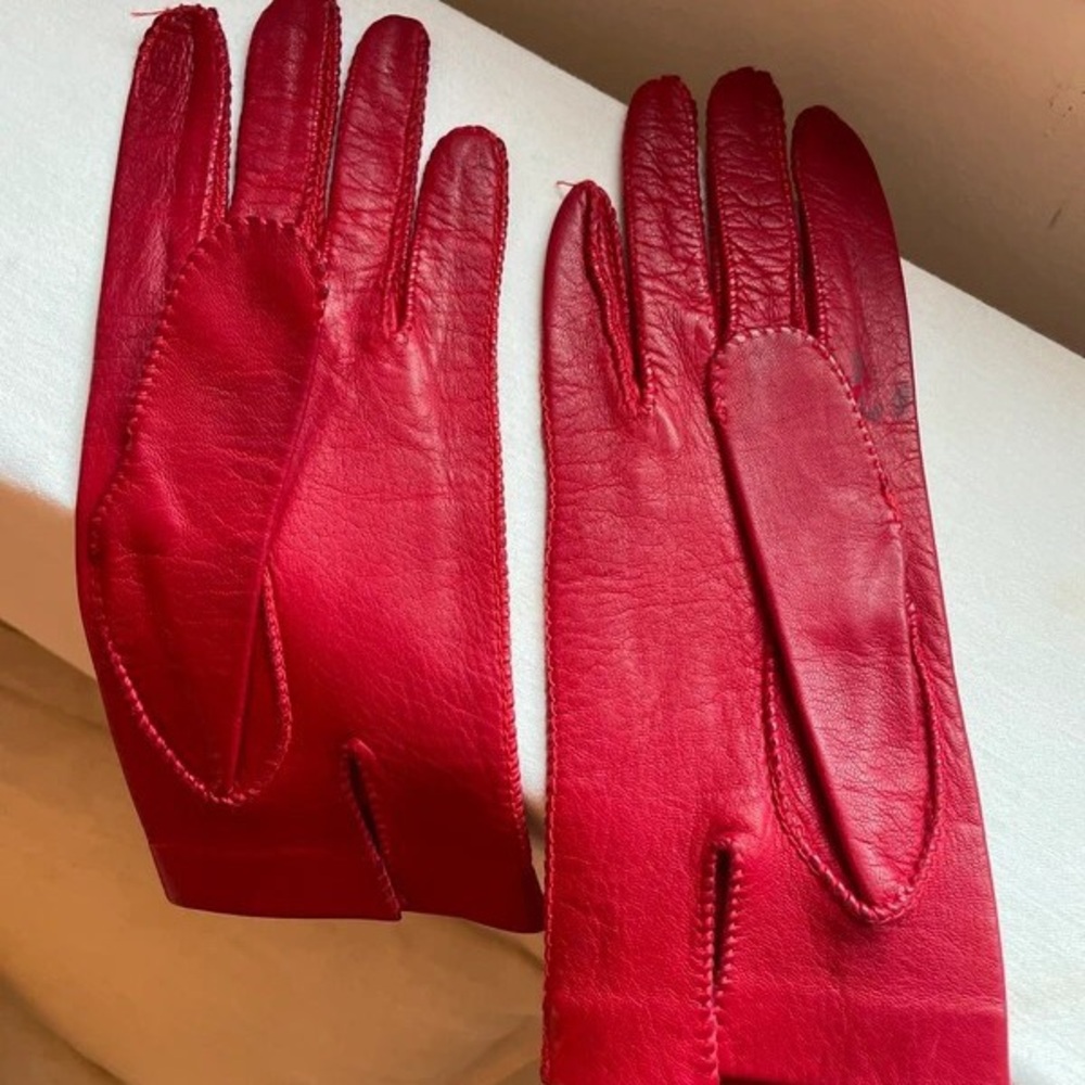 Elegant Red Leather Gloves
